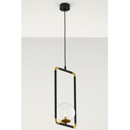Jupiter 2023 - Ljuskrona med textilsladd ZAFRA 1xG9/10W/230V svart/guld/genomskinlig