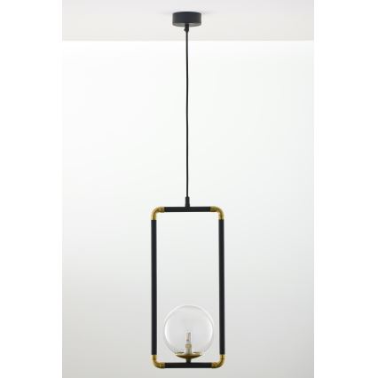 Jupiter 2023 - Ljuskrona med textilsladd ZAFRA 1xG9/10W/230V svart/guld/genomskinlig