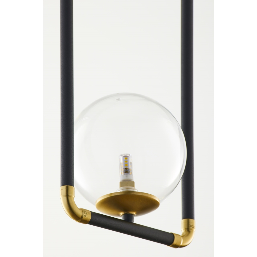 Jupiter 2023 - Ljuskrona med textilsladd ZAFRA 1xG9/10W/230V svart/guld/genomskinlig