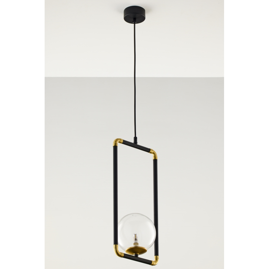 Jupiter 2023 - Ljuskrona med textilsladd ZAFRA 1xG9/10W/230V svart/guld/genomskinlig