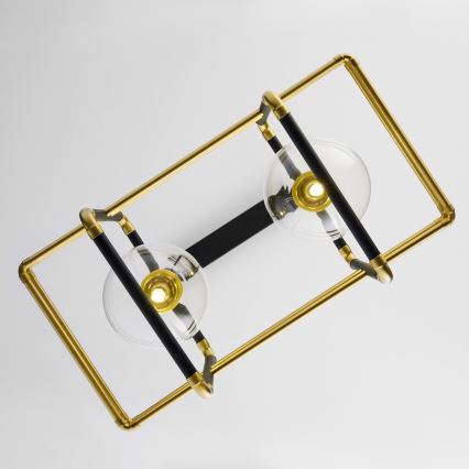 Jupiter 2029 - Ljuskrona med textilsladd FIORI 2xG9/10W/230V svart/guld/genomskinlig