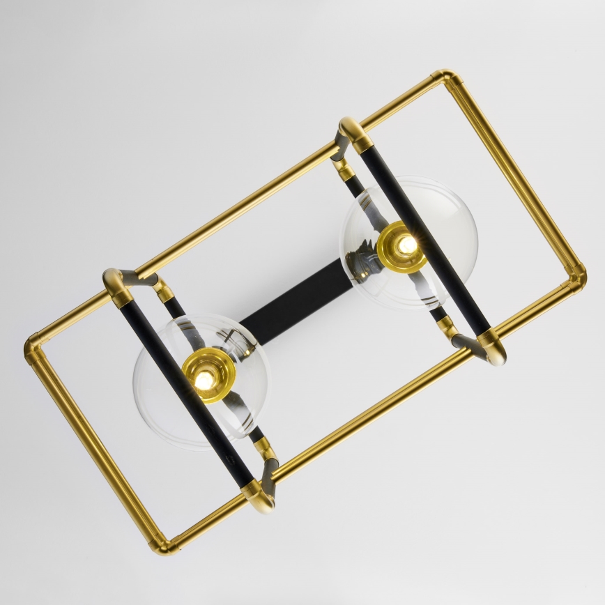 Jupiter 2029 - Ljuskrona med textilsladd FIORI 2xG9/10W/230V svart/guld/genomskinlig