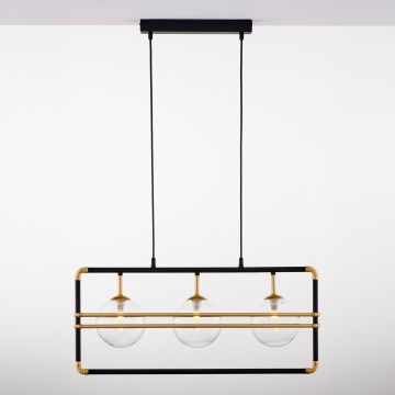 Jupiter 2030 - Ljuskrona med textilsladd FIORI 3xG9/10W/230V svart/guld/genomskinlig