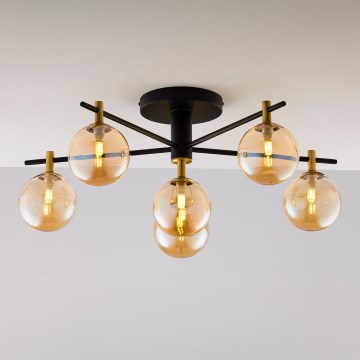 Jupiter 2033 - Ytmonterad ljuskrona FIGARO 6xG9/10W/230V svart/guld/beige