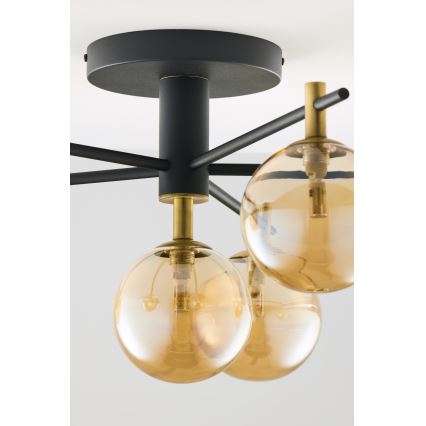 Jupiter 2033 - Ytmonterad ljuskrona FIGARO 6xG9/10W/230V svart/guld/beige