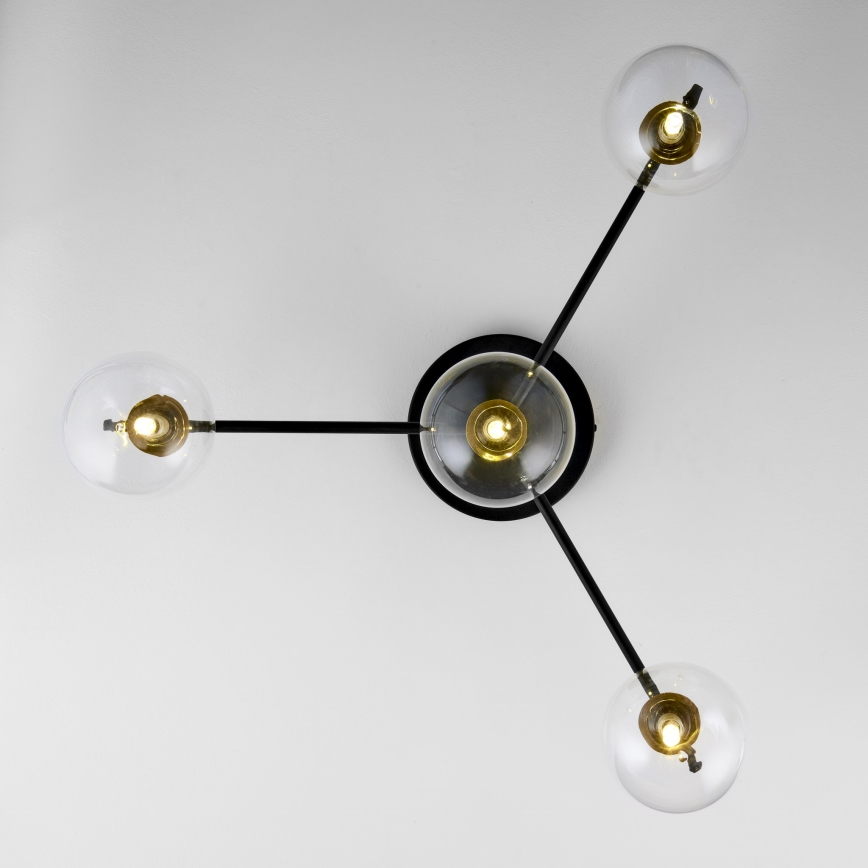 Jupiter 2034 - Ytmonterad ljuskrona FIGARO 4xG9/10W/230V svart/guld/beige/genomskinlig