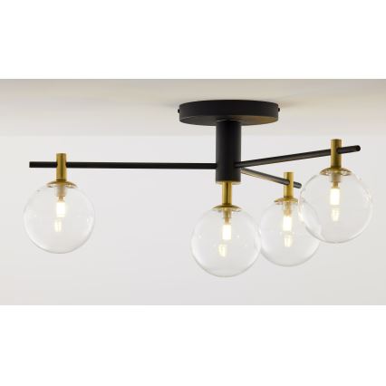 Jupiter 2034 - Ytmonterad ljuskrona FIGARO 4xG9/10W/230V svart/guld/beige/genomskinlig