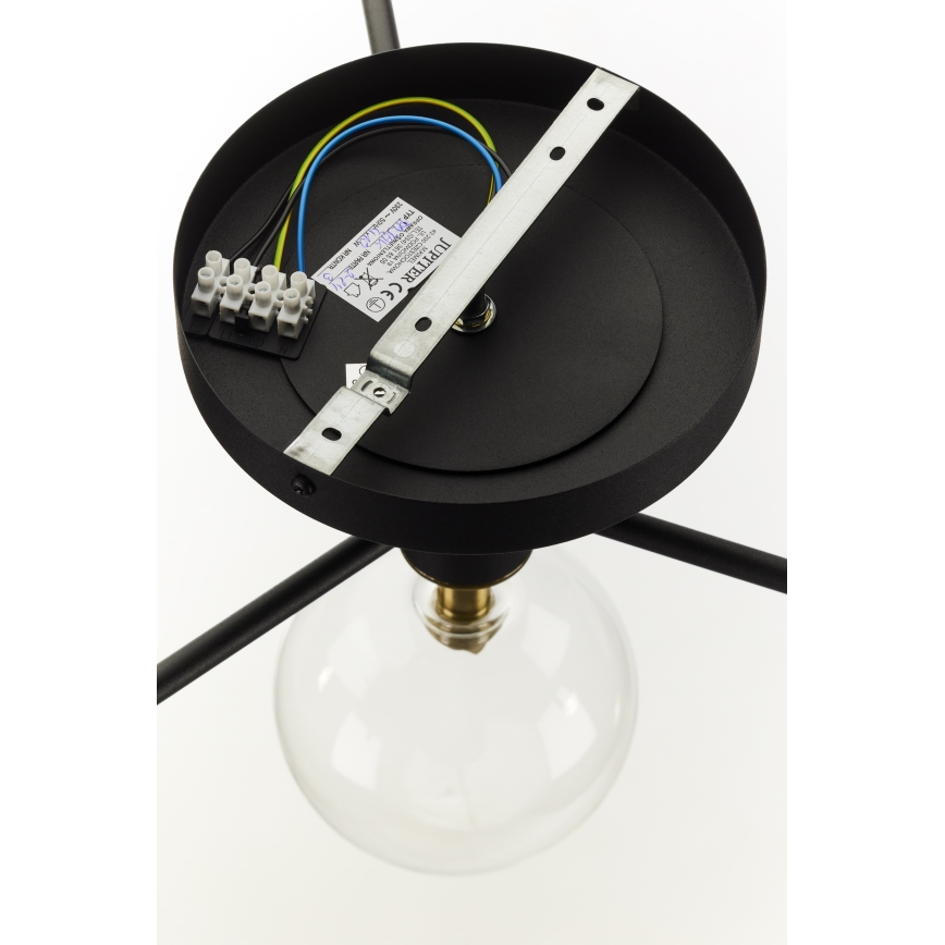 Jupiter 2034 - Ytmonterad ljuskrona FIGARO 4xG9/10W/230V svart/guld/beige/genomskinlig