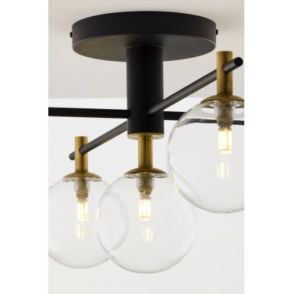 Jupiter 2035 - Ytmonterad ljuskrona FIGARO 5xG9/10W/230V svart/guld/beige/genomskinlig