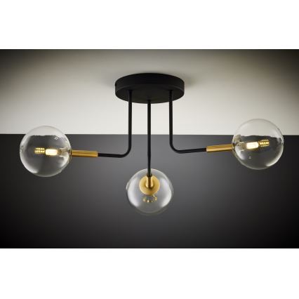 Jupiter 2039 - Pendelkrona BURANO 3xG9/10W/230V svart/guld/genomskinlig