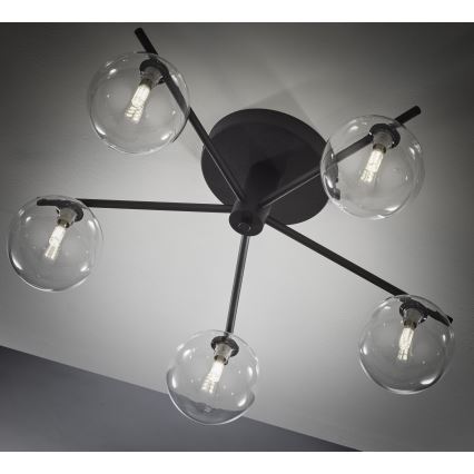 Jupiter 2046 - Ytmonterad ljuskrona PRATO 5xG9/10W/230V svart/genomskinlig