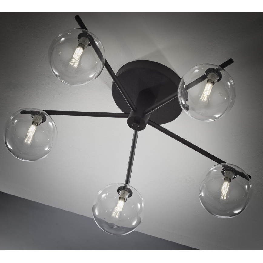 Jupiter 2046 - Ytmonterad ljuskrona PRATO 5xG9/10W/230V svart/genomskinlig