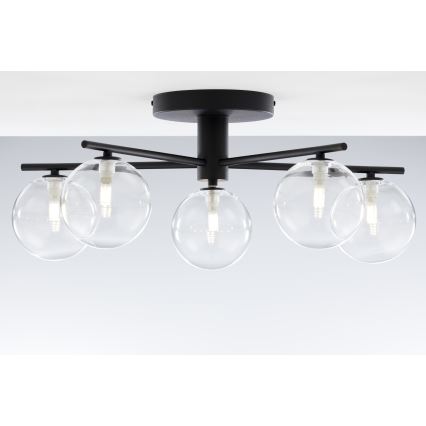 Jupiter 2046 - Ytmonterad ljuskrona PRATO 5xG9/10W/230V svart/genomskinlig