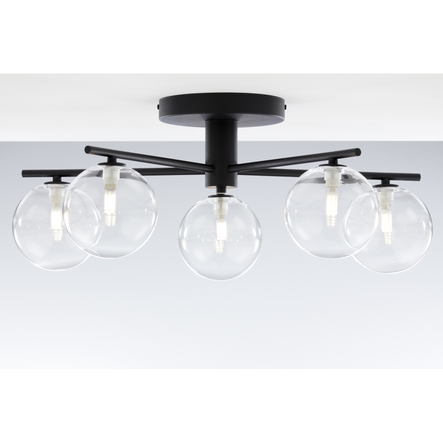 Jupiter 2046 - Ytmonterad ljuskrona PRATO 5xG9/10W/230V svart/genomskinlig