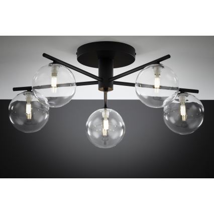 Jupiter 2046 - Ytmonterad ljuskrona PRATO 5xG9/10W/230V svart/genomskinlig