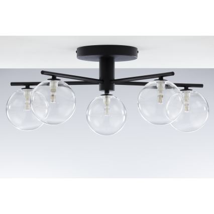 Jupiter 2046 - Ytmonterad ljuskrona PRATO 5xG9/10W/230V svart/genomskinlig