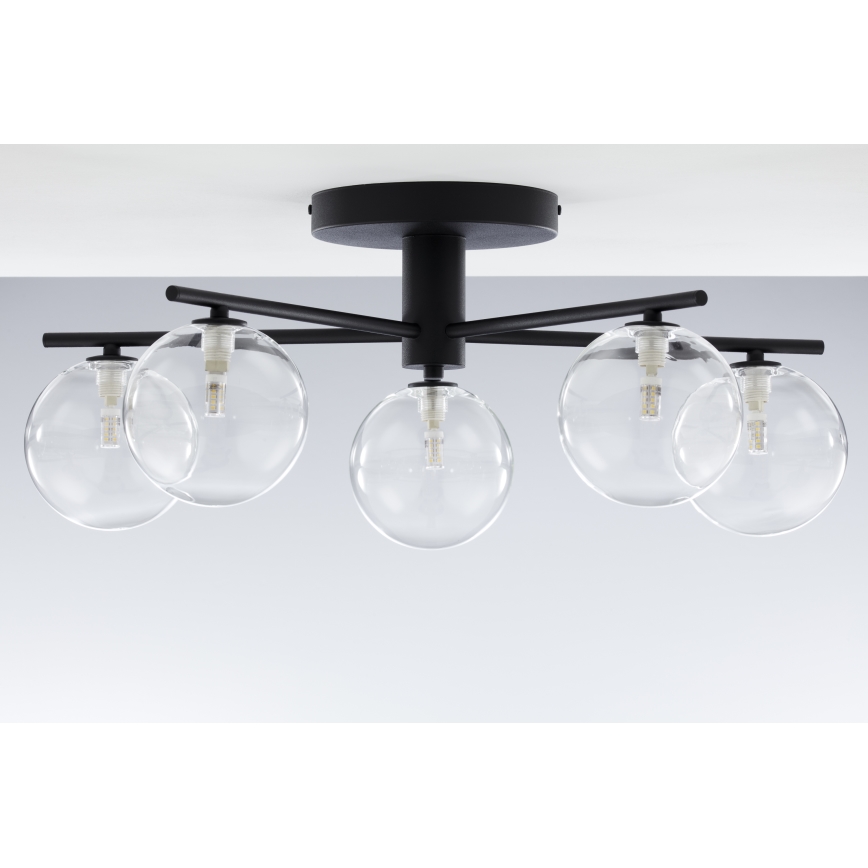 Jupiter 2046 - Ytmonterad ljuskrona PRATO 5xG9/10W/230V svart/genomskinlig