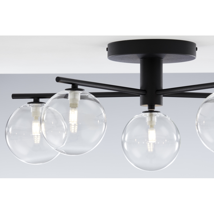 Jupiter 2046 - Ytmonterad ljuskrona PRATO 5xG9/10W/230V svart/genomskinlig