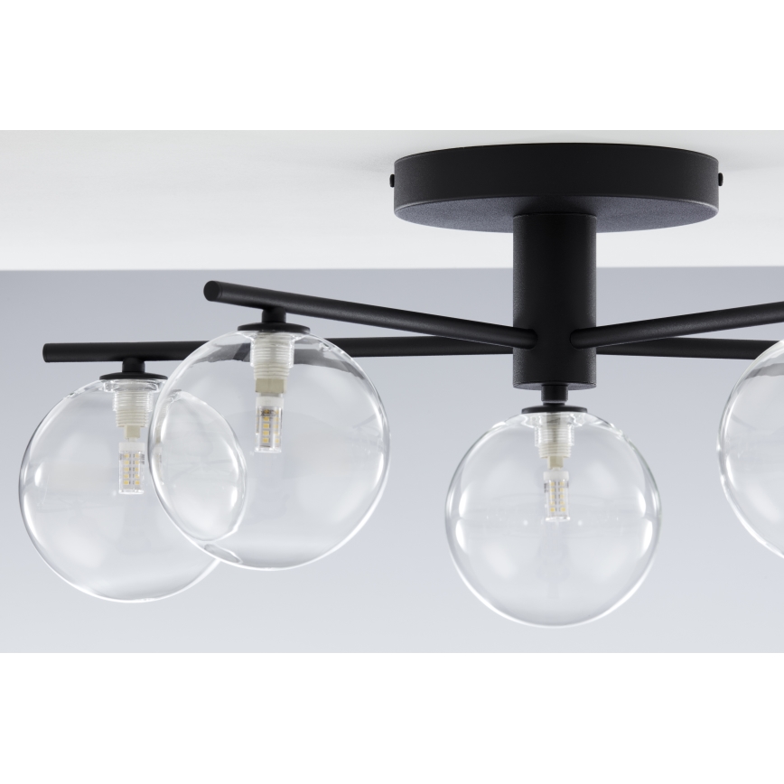 Jupiter 2046 - Ytmonterad ljuskrona PRATO 5xG9/10W/230V svart/genomskinlig