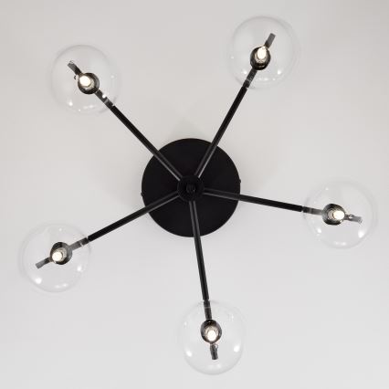 Jupiter 2046 - Ytmonterad ljuskrona PRATO 5xG9/10W/230V svart/genomskinlig