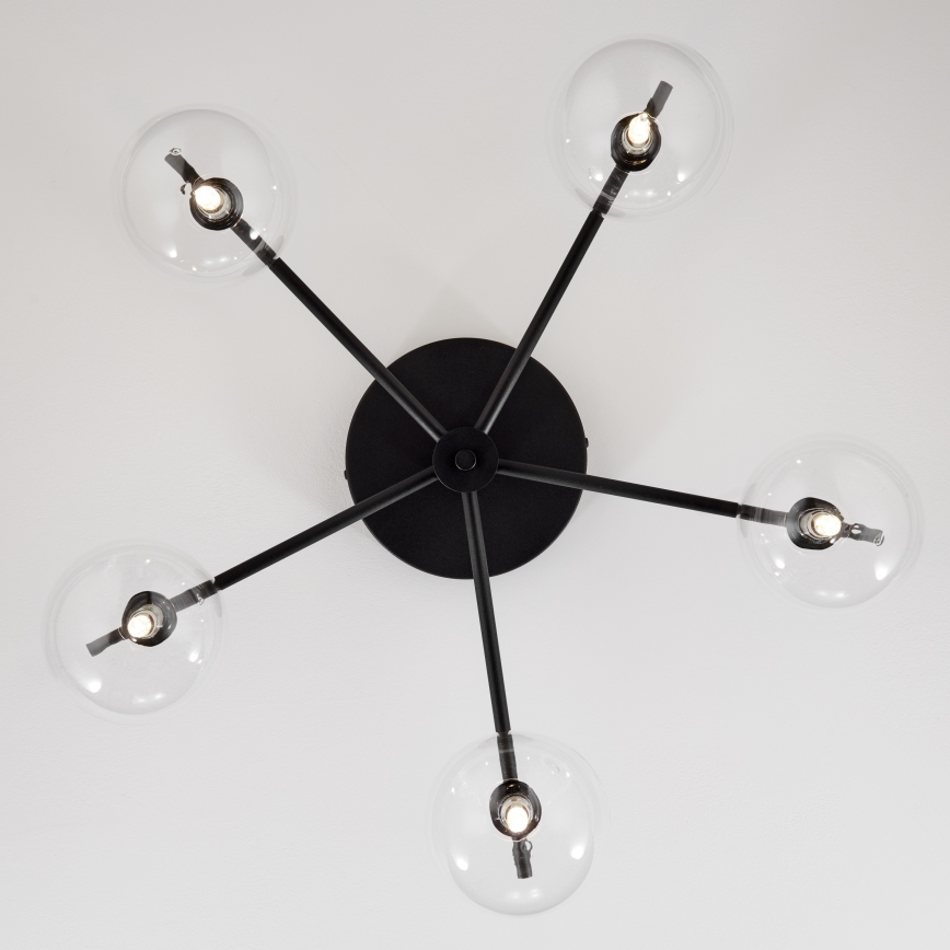 Jupiter 2046 - Ytmonterad ljuskrona PRATO 5xG9/10W/230V svart/genomskinlig