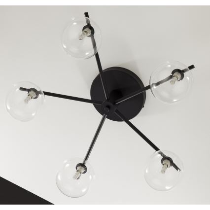 Jupiter 2046 - Ytmonterad ljuskrona PRATO 5xG9/10W/230V svart/genomskinlig