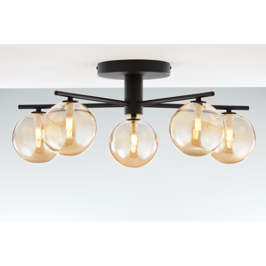 Jupiter 2047 - Ytmonterad ljuskrona PRATO 5xG9/10W/230V svart/beige