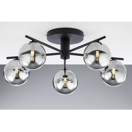Jupiter 2048 - Ytmonterad taklampa PRATO 5xG9/14W/230V svart/rökgrå