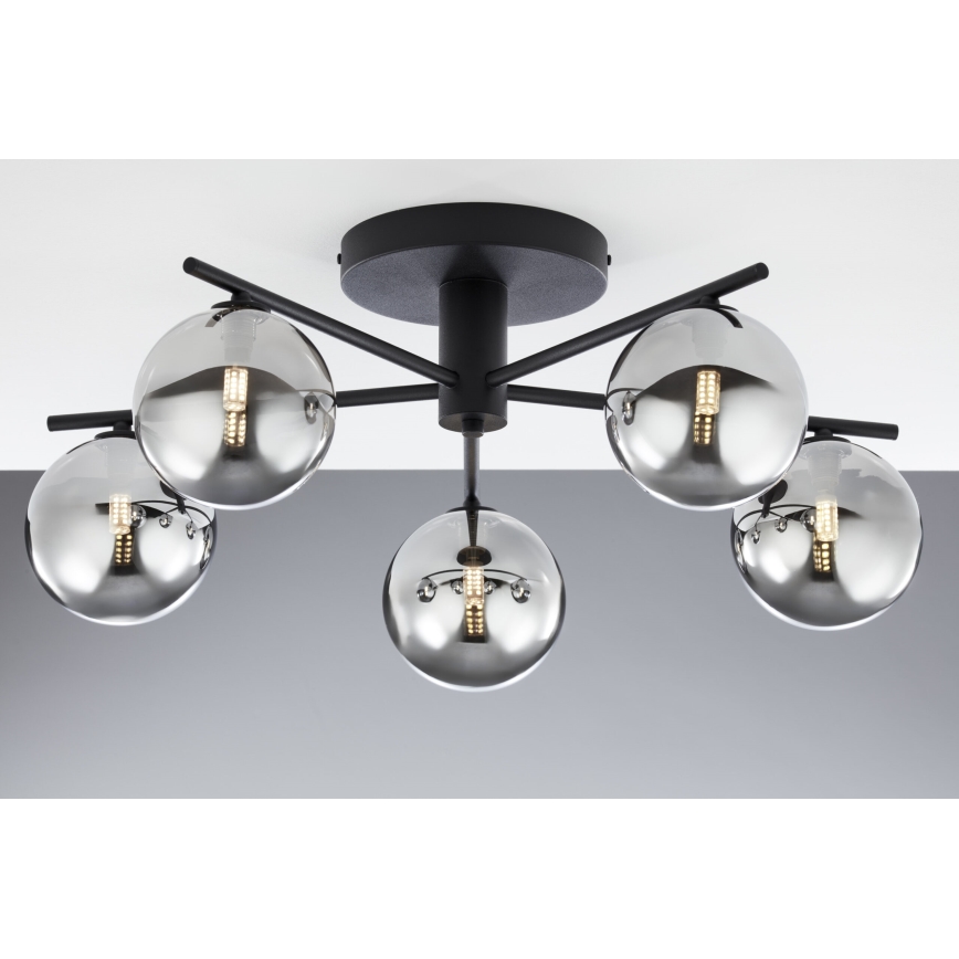 Jupiter 2048 - Ytmonterad taklampa PRATO 5xG9/14W/230V svart/rökgrå