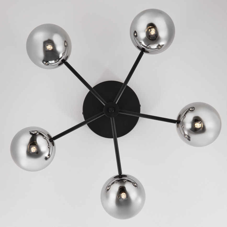 Jupiter 2048 - Ytmonterad taklampa PRATO 5xG9/14W/230V svart/rökgrå
