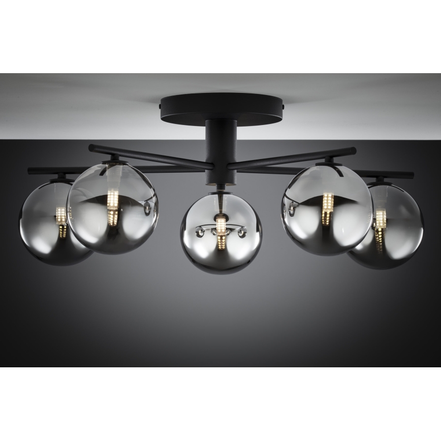 Jupiter 2048 - Ytmonterad taklampa PRATO 5xG9/14W/230V svart/rökgrå