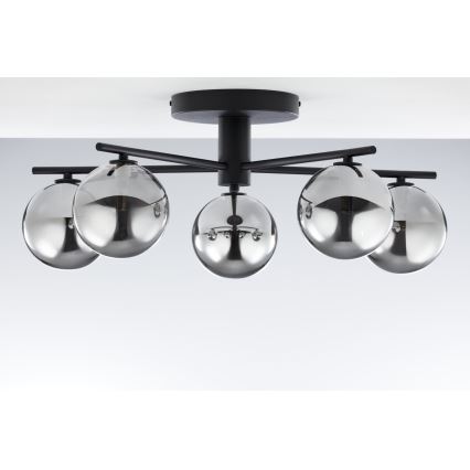 Jupiter 2048 - Ytmonterad taklampa PRATO 5xG9/14W/230V svart/rökgrå