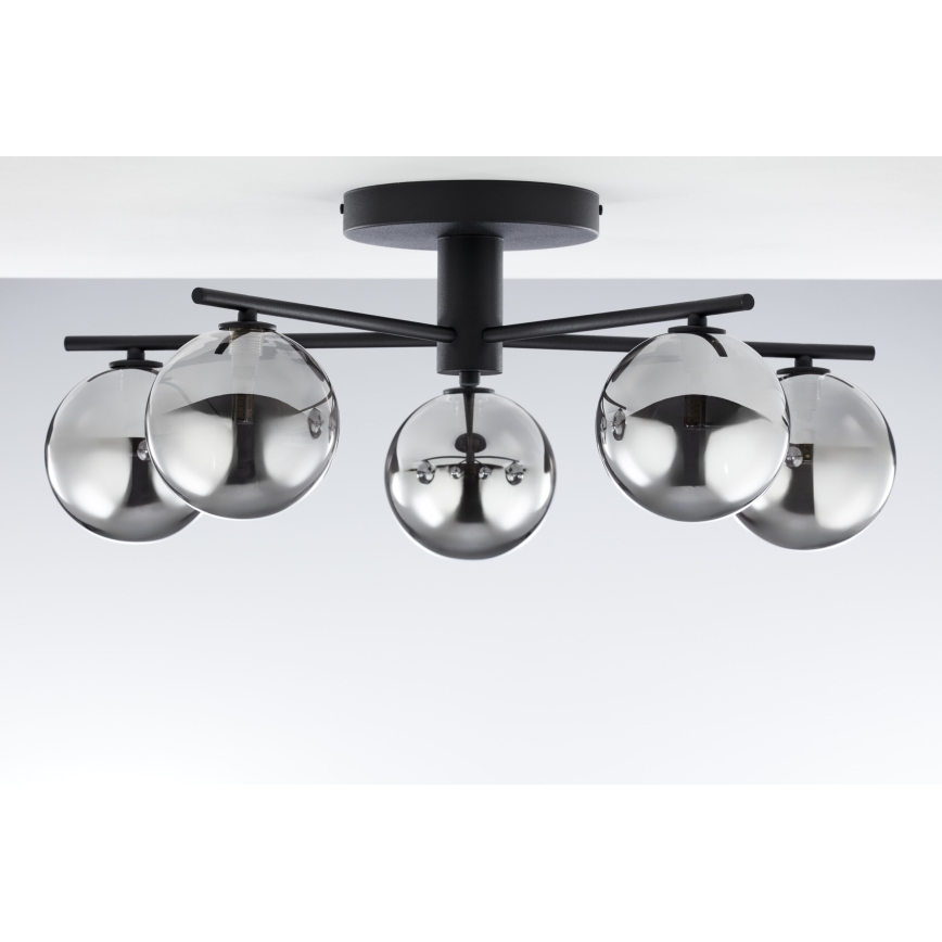 Jupiter 2048 - Ytmonterad taklampa PRATO 5xG9/14W/230V svart/rökgrå