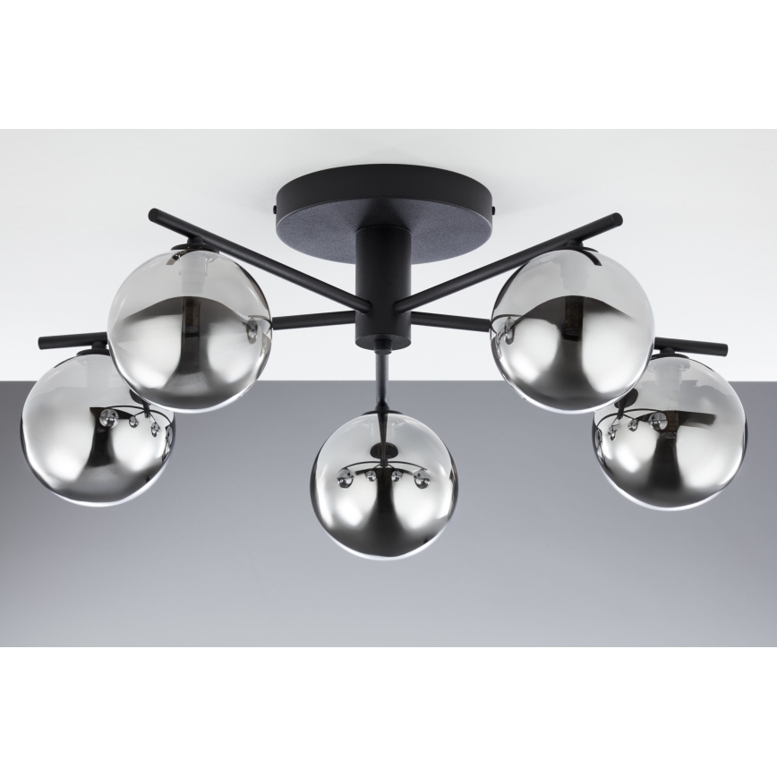 Jupiter 2048 - Ytmonterad taklampa PRATO 5xG9/14W/230V svart/rökgrå