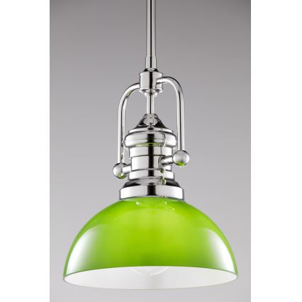 Jupiter 2071 - Takpendel med stång PLATINO 1xE27/15W/230V grön/blank krom