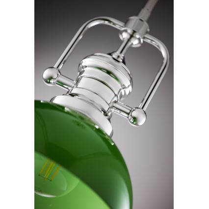 Jupiter 2071 - Takpendel med stång PLATINO 1xE27/15W/230V grön/blank krom