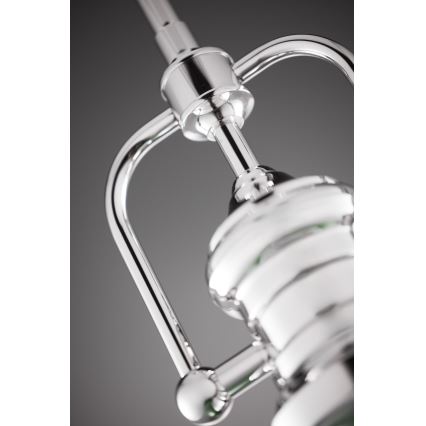 Jupiter 2071 - Takpendel med stång PLATINO 1xE27/15W/230V grön/blank krom