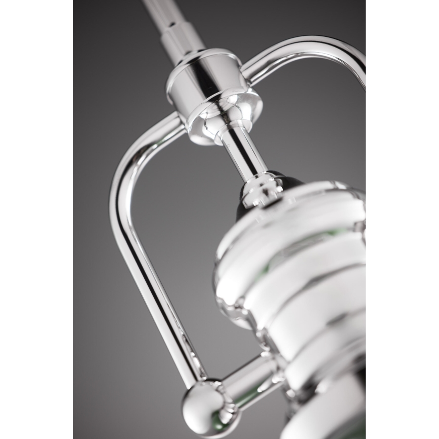 Jupiter 2071 - Takpendel med stång PLATINO 1xE27/15W/230V grön/blank krom