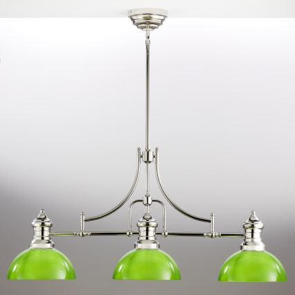 Jupiter 2072 - PLATINO taklampa på stång 3xE27/15W/230V grön/blank krom