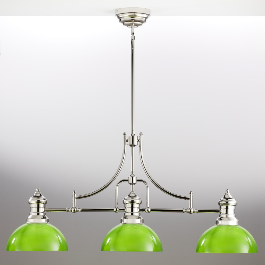 Jupiter 2072 - PLATINO taklampa på stång 3xE27/15W/230V grön/blank krom