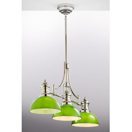 Jupiter 2072 - PLATINO taklampa på stång 3xE27/15W/230V grön/blank krom