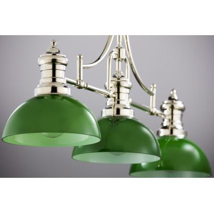 Jupiter 2072 - PLATINO taklampa på stång 3xE27/15W/230V grön/blank krom