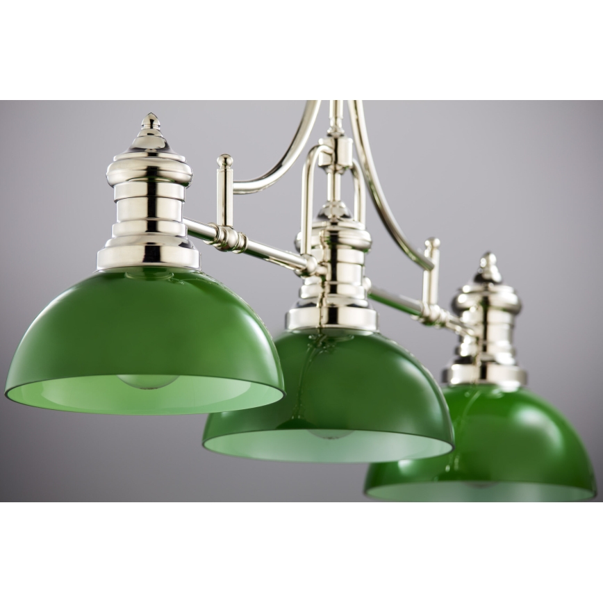 Jupiter 2072 - PLATINO taklampa på stång 3xE27/15W/230V grön/blank krom