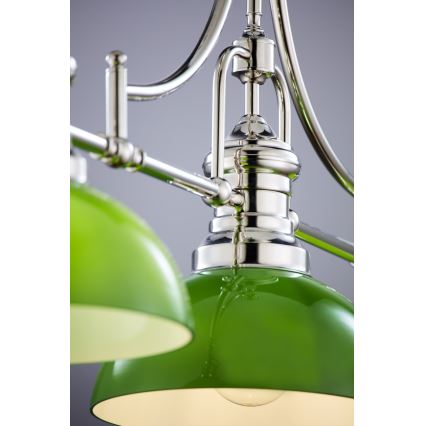 Jupiter 2072 - PLATINO taklampa på stång 3xE27/15W/230V grön/blank krom