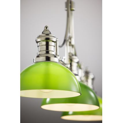Jupiter 2072 - PLATINO taklampa på stång 3xE27/15W/230V grön/blank krom