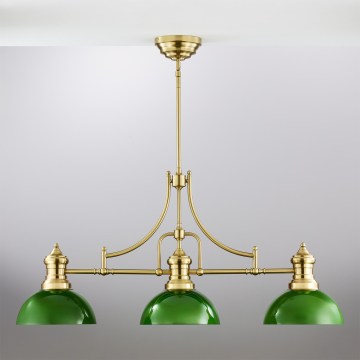 Jupiter 2074 - Taklampa på stång PLATINO 3xE27/15W/230V grön/guld
