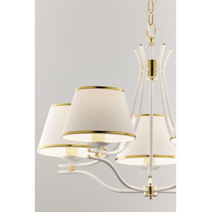 Jupiter 2084 - SAMBA ljuskrona med kedja 5xE27/15W/230V vit/guld