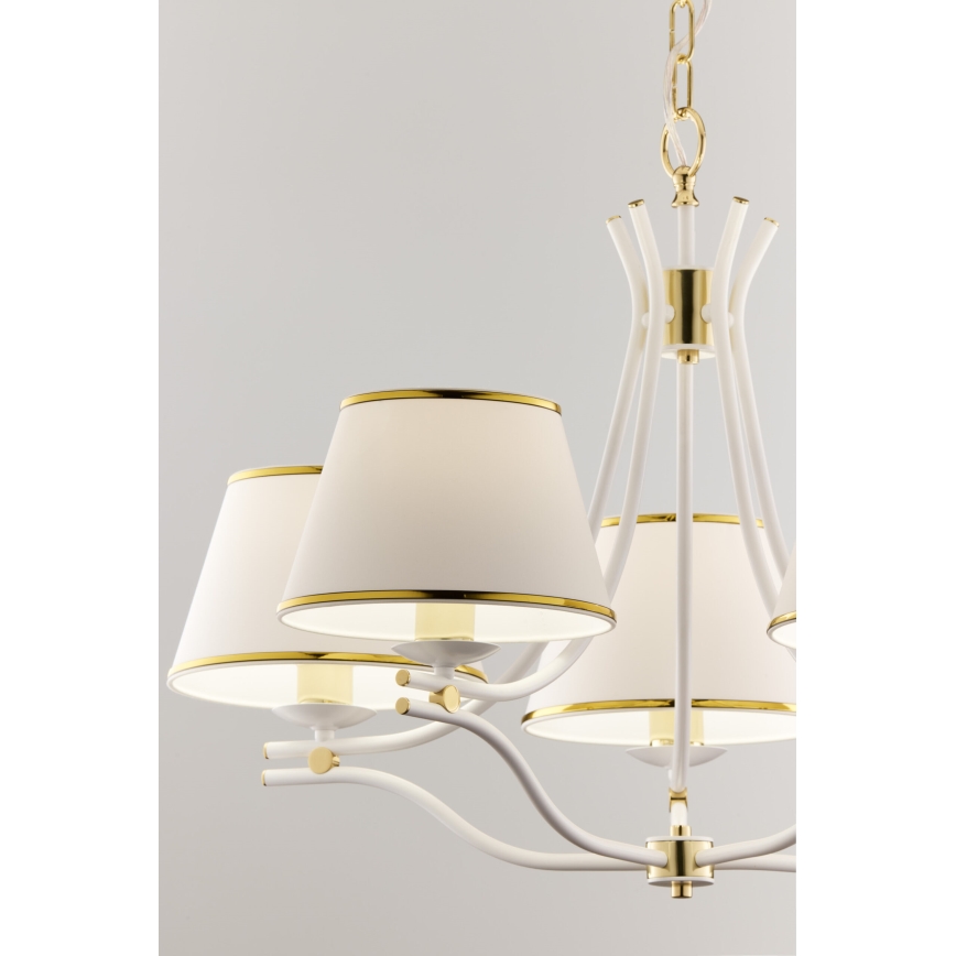 Jupiter 2084 - SAMBA ljuskrona med kedja 5xE27/15W/230V vit/guld