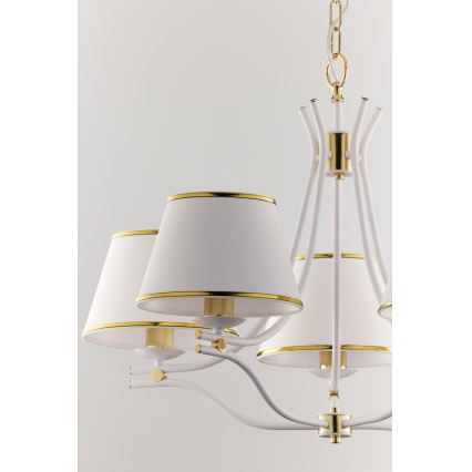 Jupiter 2084 - SAMBA ljuskrona med kedja 5xE27/15W/230V vit/guld