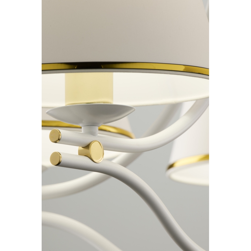 Jupiter 2084 - SAMBA ljuskrona med kedja 5xE27/15W/230V vit/guld